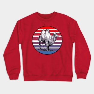 Retro Style Sunset With Artistic Bactrian Camel Crewneck Sweatshirt